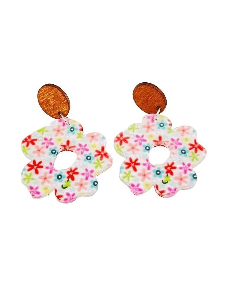 Floral Geometric Acrylic Wood Floral Earrings Summer Beach Earrings Floral Y2k Earrings Women'S Jewelry One Size Geometric Fl...