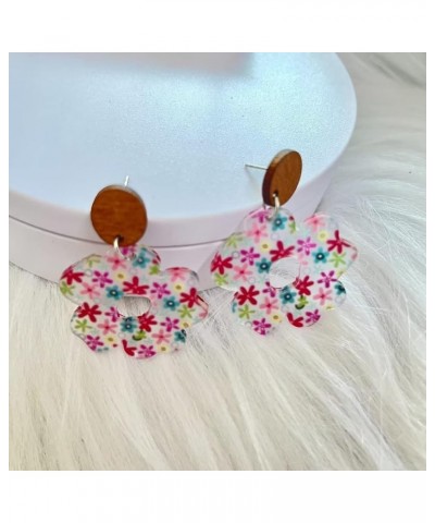 Floral Geometric Acrylic Wood Floral Earrings Summer Beach Earrings Floral Y2k Earrings Women'S Jewelry One Size Geometric Fl...