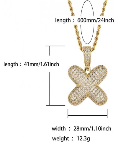 Stainless Steel Iced Out Letter Necklace A-Z 26 Capital Initial Alphabet Name Necklace Rope Chain for Women Men Girl Gold Sil...