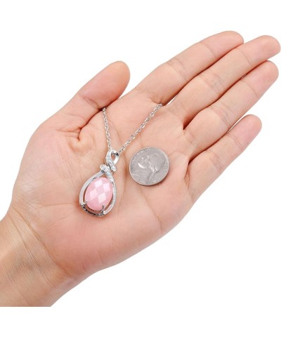 Women Ladies Jewelry Healing Crystal Stone Pendant Necklace with Cubic Zirconia Natural Reiki Quartz Gemstone for Girlfriend ...