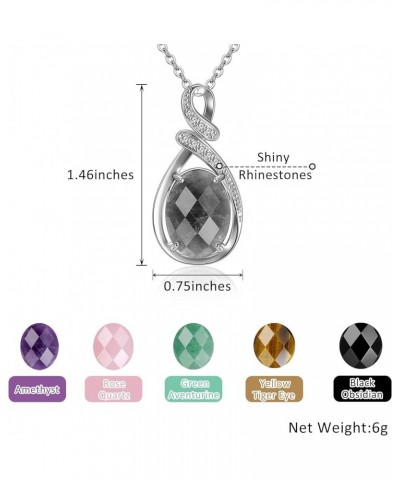 Women Ladies Jewelry Healing Crystal Stone Pendant Necklace with Cubic Zirconia Natural Reiki Quartz Gemstone for Girlfriend ...