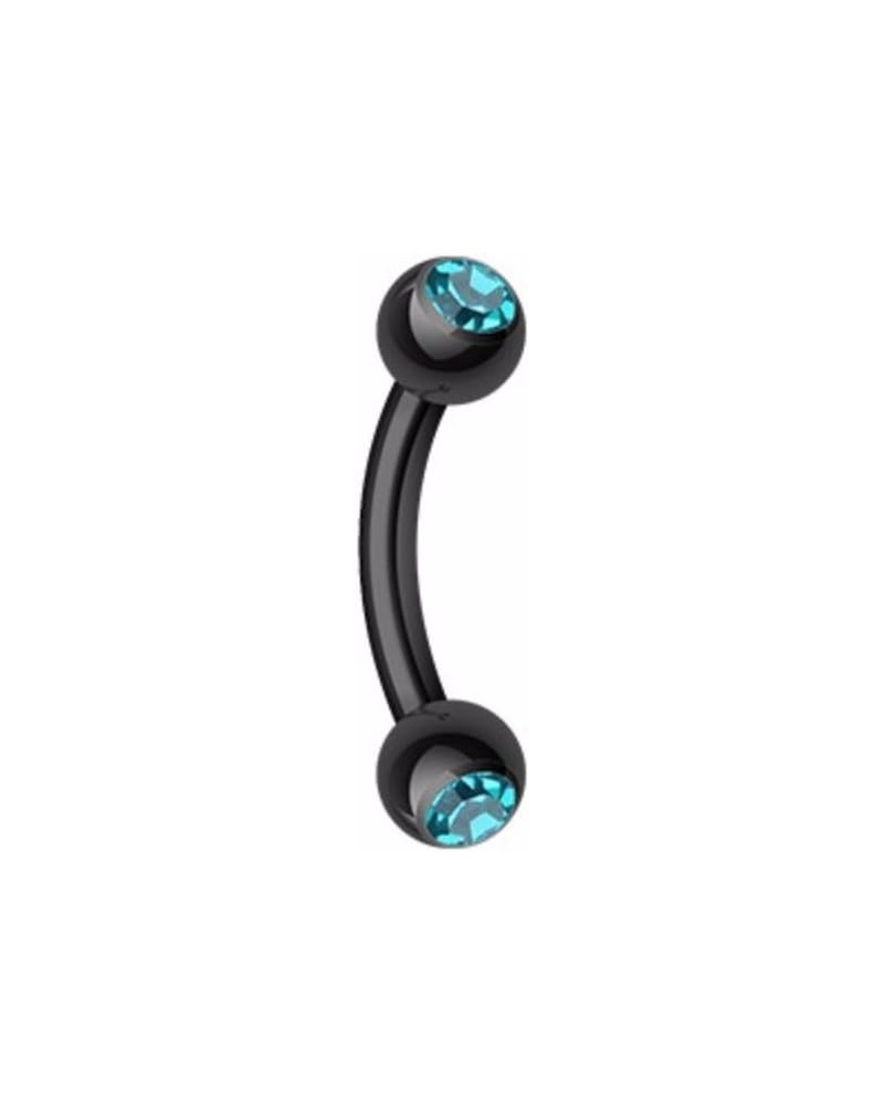 Colorline PVD WildKlass Double Gem Ball Curved Barbell Eyebrow Ring 16 GA, 10mm, 3mm ball size, Black/Teal $8.79 Body Jewelry