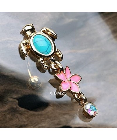 Golden Hawaiian Sea Turtle Gold Plated Steel Belly Button Ring (Sold by Piece) $11.19 Body Jewelry