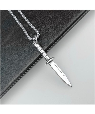 Knife Necklace Punk Stainless Steel Knife Dagger Spear Chain Pendant Necklace for Women Men Gothic Jewelry 3 $8.54 Necklaces