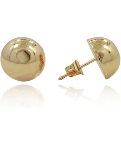 Half Ball Button Moon Stud Post Earring Yellow Plated 925 Sterling Silver 18mm $14.57 Earrings