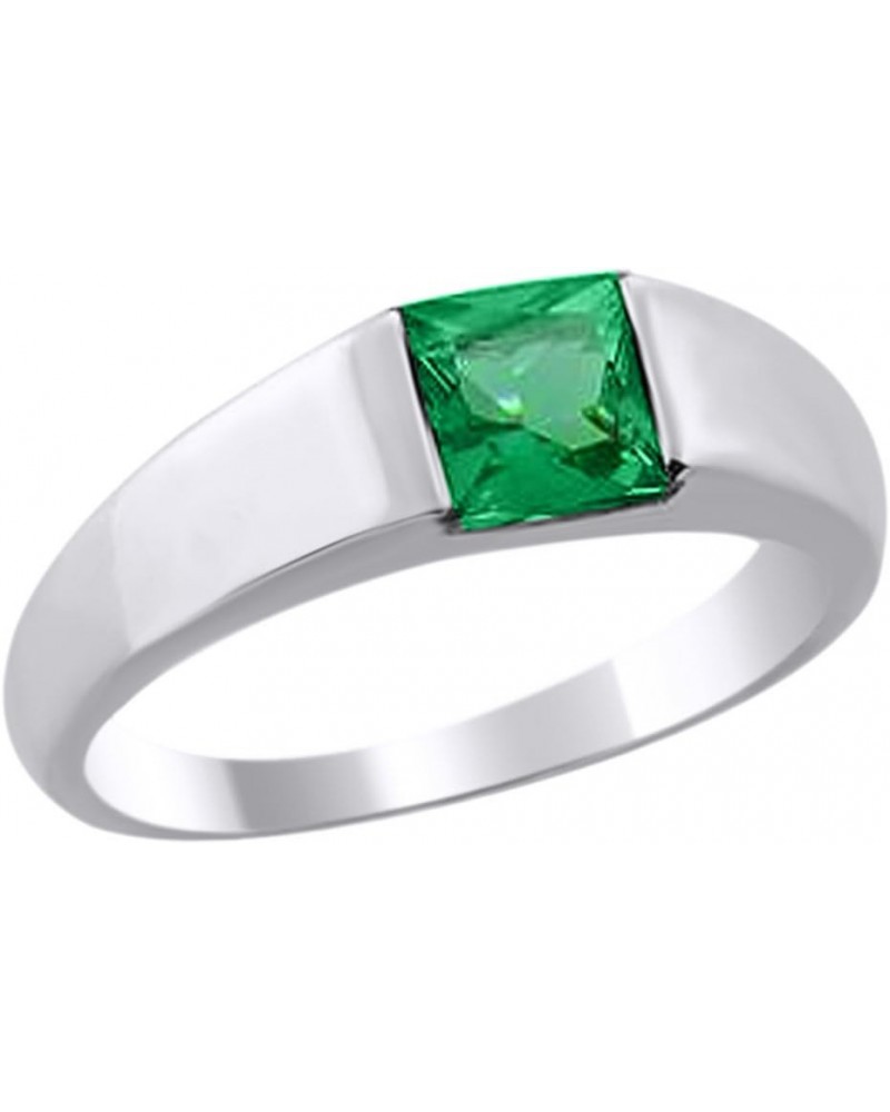 Simulated Green Emerald CZ Band Ring In 14K Gold Over Sterling Silver White-gold-plated-silver $19.19 Rings