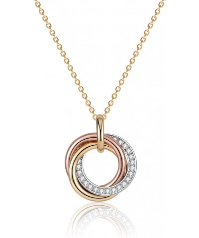 S925 Sterling Silver 3 Circles Necklaces Tricolor Generation Necklace for Women Interlocking Rings Pendant Necklace Great Gra...