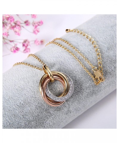 S925 Sterling Silver 3 Circles Necklaces Tricolor Generation Necklace for Women Interlocking Rings Pendant Necklace Great Gra...