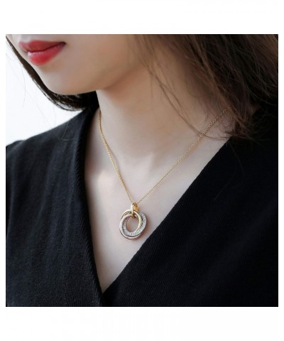 S925 Sterling Silver 3 Circles Necklaces Tricolor Generation Necklace for Women Interlocking Rings Pendant Necklace Great Gra...