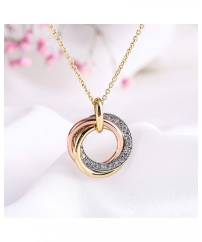 S925 Sterling Silver 3 Circles Necklaces Tricolor Generation Necklace for Women Interlocking Rings Pendant Necklace Great Gra...