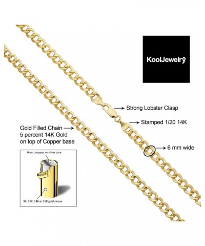 Solid 14k Yellow Gold Filled Miami Cuban Curb Chain Necklace for Men and Women (3.2 mm, 4 mm, 5 mm, 6 mm, 7.4 mm or 9 mm) 20 ...