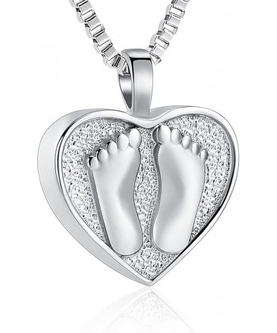 Always In My Heart Baby Feet Ashes Keepsake Urn Pendant Necklace Cremation Urns Memorial Jewelry Silver-1 $10.12 Necklaces