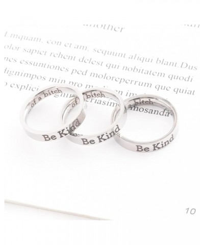 Be Kind Of A Bitch Ring for Women Engraved Ring Silver Statement Rings Stainless Steel Ring Personalized Jewelry Gift 7 $5.69...