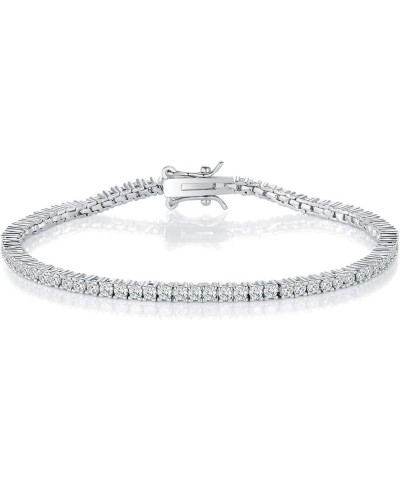 GMESME 18K White Gold Plated 2.0 Round Cubic Zirconia Classic Tennis Bracelet 6.5-8.5 Inch for Women Men White Gold 8.5 Inch ...