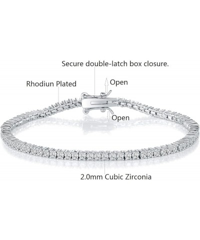 GMESME 18K White Gold Plated 2.0 Round Cubic Zirconia Classic Tennis Bracelet 6.5-8.5 Inch for Women Men White Gold 8.5 Inch ...