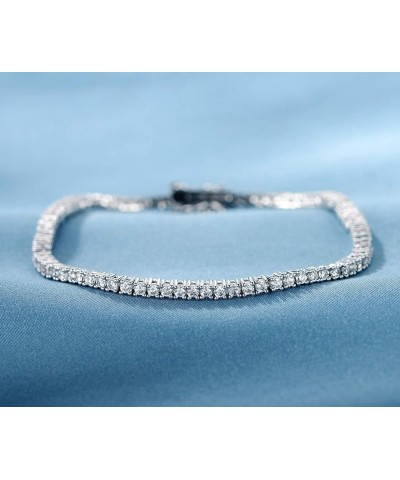 GMESME 18K White Gold Plated 2.0 Round Cubic Zirconia Classic Tennis Bracelet 6.5-8.5 Inch for Women Men White Gold 8.5 Inch ...