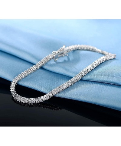 GMESME 18K White Gold Plated 2.0 Round Cubic Zirconia Classic Tennis Bracelet 6.5-8.5 Inch for Women Men White Gold 8.5 Inch ...