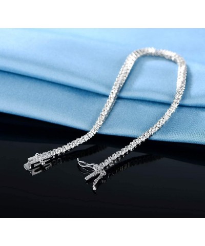 GMESME 18K White Gold Plated 2.0 Round Cubic Zirconia Classic Tennis Bracelet 6.5-8.5 Inch for Women Men White Gold 8.5 Inch ...