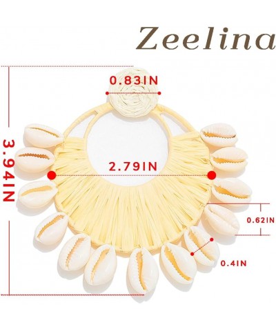 Boho Rattan Statement Earring Bohemian Woven Summer Beach Shell Dangle Earrings for Women Girls $8.39 Earrings