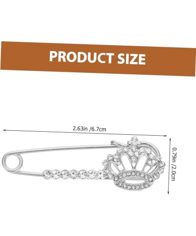 6 Pcs Crown Safety Pin Safety Brooch Pin Crystal Brooches Cardigan Brooch Princess Crown Brooch Pin 6.7X2cmx2pcs Silverx2pcs ...