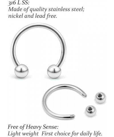 16G Surgical Steel Horseshoe Nose Septum Rings Piercing Jewelry Cartilage Helix Tragus Earring Hoop Lip Horseshoe Ring Pierci...