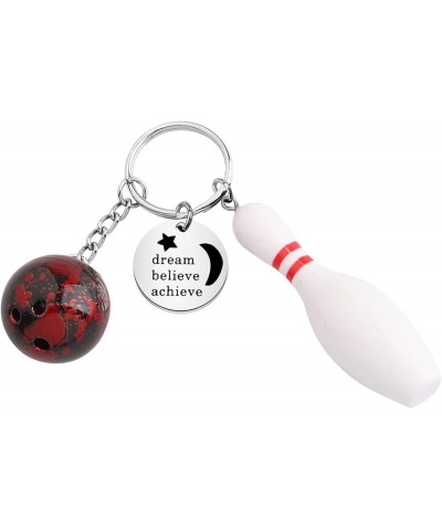 Bowling Ball Keychain Dream Believe Achieve Inspirational Gift for Bowling Players Bowling Lovers Bowling Team Gifts Dream Bo...