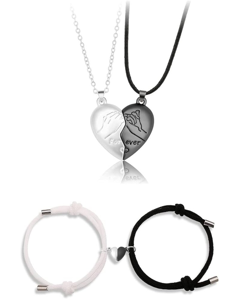 Stainless Steel His and Her Heart Lock Key Matching Puzzle Couples Pendant Necklace Silver & Black-Match Pinky Heart $8.45 Ne...