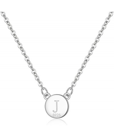 Gifts for Mom Girls Women 925 Sterling Silver Initial Necklace Double Side Round Letter Alphabet Pendant Necklace for Daily W...