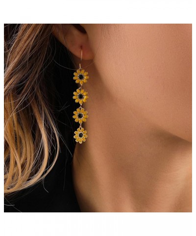 Long Daisy Flower Drop Dangle Earrings for Women Teen Girls,Gold Plated Spring Summer Sunflower Sakura Floral Earrings Person...