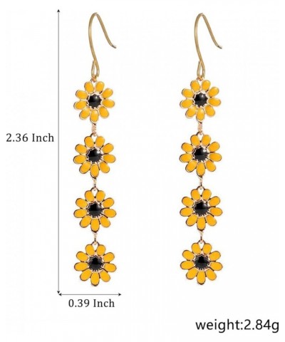 Long Daisy Flower Drop Dangle Earrings for Women Teen Girls,Gold Plated Spring Summer Sunflower Sakura Floral Earrings Person...