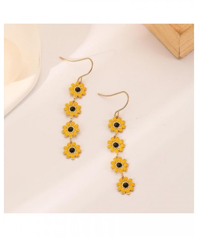 Long Daisy Flower Drop Dangle Earrings for Women Teen Girls,Gold Plated Spring Summer Sunflower Sakura Floral Earrings Person...