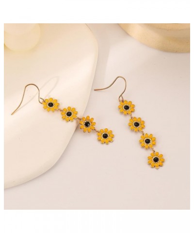 Long Daisy Flower Drop Dangle Earrings for Women Teen Girls,Gold Plated Spring Summer Sunflower Sakura Floral Earrings Person...