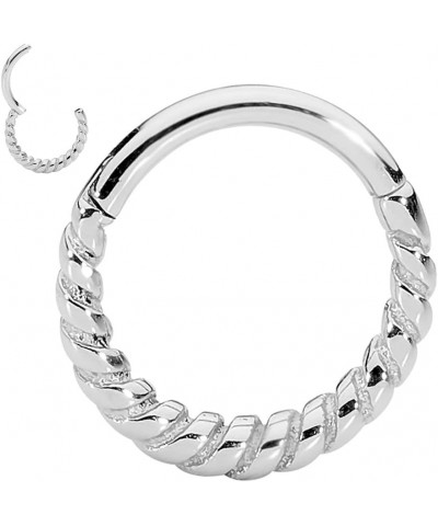 316L Surgical Steel 16G 8mm 10mm Twist Hinged Hoop Segment Nose Ring Helix Tragus Septum Unisex Earring Body Piercing Jewelry...