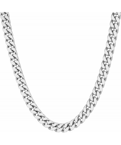 Miami Curb Square Cut Cuban Link Chain Necklaces 24k Gold Plated (5mm & 9.5mm) 16 inches 5mm White Gold $50.14 Necklaces