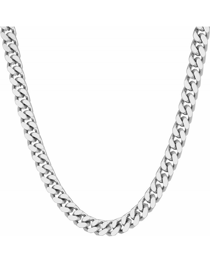 Miami Curb Square Cut Cuban Link Chain Necklaces 24k Gold Plated (5mm & 9.5mm) 16 inches 5mm White Gold $50.14 Necklaces