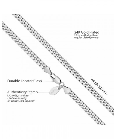 Miami Curb Square Cut Cuban Link Chain Necklaces 24k Gold Plated (5mm & 9.5mm) 16 inches 5mm White Gold $50.14 Necklaces