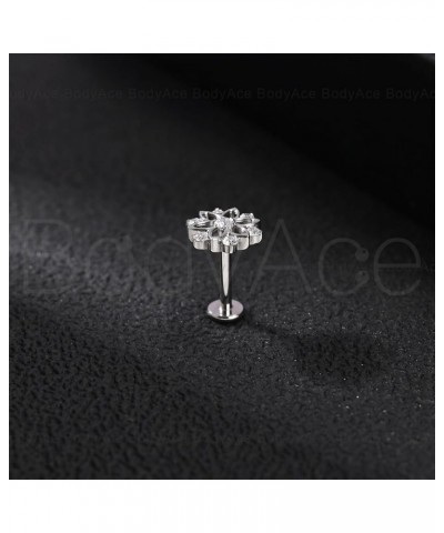 F136 Titanium Body Piercing Studs, 16G Flat Back Cartilage Earring Studs with Piercing Taper, Internally Threaded Labret Lip ...