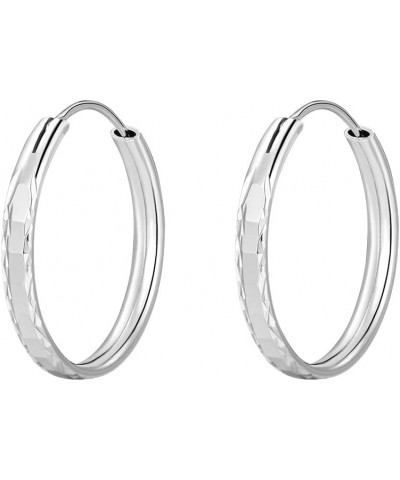 Sterling Silver Hoop Earrings for Women Textured Hypoallergenic 3mm Wide Flat Round Hoops Small to Large Diameter 25 35 45 55...