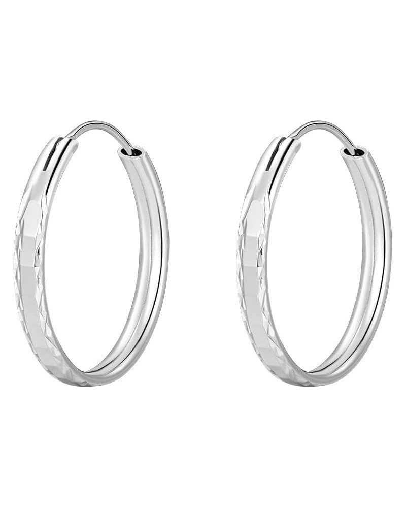 Sterling Silver Hoop Earrings for Women Textured Hypoallergenic 3mm Wide Flat Round Hoops Small to Large Diameter 25 35 45 55...