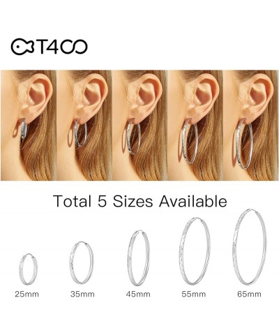 Sterling Silver Hoop Earrings for Women Textured Hypoallergenic 3mm Wide Flat Round Hoops Small to Large Diameter 25 35 45 55...