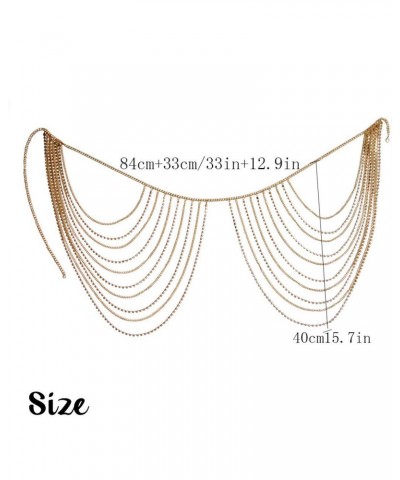 Boho Crystal Belly Body Chain Gold Multilayer Tassel Party Waist Body Chain Sexy Nightclub Rave Bikini Body Chain Jewerly for...