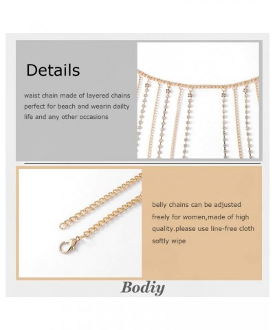 Boho Crystal Belly Body Chain Gold Multilayer Tassel Party Waist Body Chain Sexy Nightclub Rave Bikini Body Chain Jewerly for...