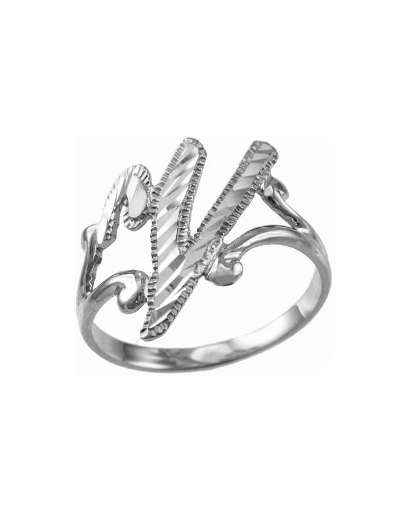 Sparkle-Cut Letter Initial Script Ring In Sterling Silver Yellow $15.29 Rings