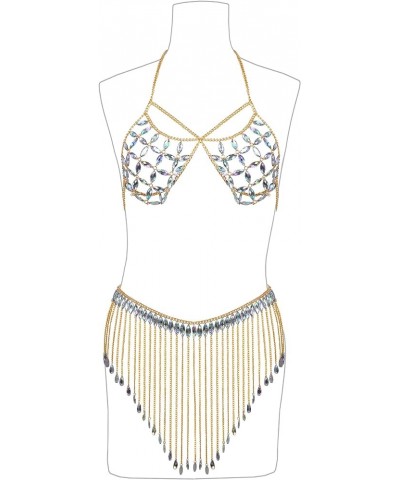 Womens Sexy Body Chains Suit Two Piece Bikini Beach Body Jewelry 023-Gold-Suit $16.72 Body Jewelry