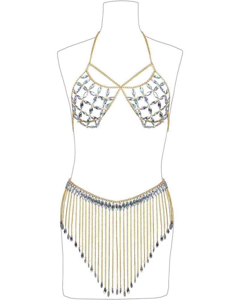 Womens Sexy Body Chains Suit Two Piece Bikini Beach Body Jewelry 023-Gold-Suit $16.72 Body Jewelry