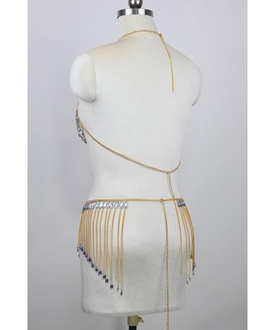 Womens Sexy Body Chains Suit Two Piece Bikini Beach Body Jewelry 023-Gold-Suit $16.72 Body Jewelry