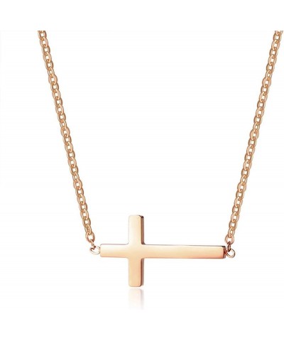 Cross Necklace for Women 18K Gold Plated Stainless Steel Sideways Cross Choker Necklace Christian Religious Layered Cross Nec...