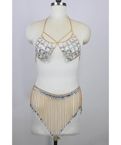 Womens Sexy Body Chains Suit Two Piece Bikini Beach Body Jewelry 023-Gold-Suit $16.72 Body Jewelry