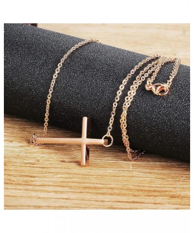 Cross Necklace for Women 18K Gold Plated Stainless Steel Sideways Cross Choker Necklace Christian Religious Layered Cross Nec...