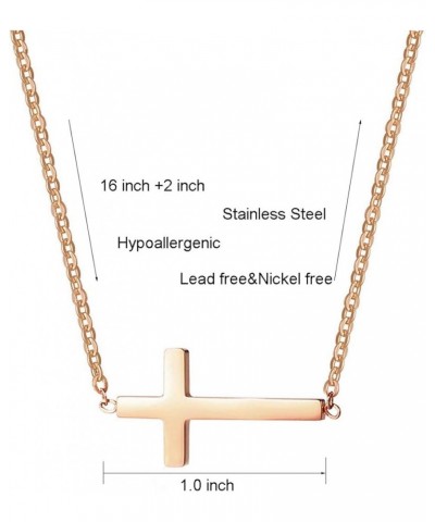 Cross Necklace for Women 18K Gold Plated Stainless Steel Sideways Cross Choker Necklace Christian Religious Layered Cross Nec...